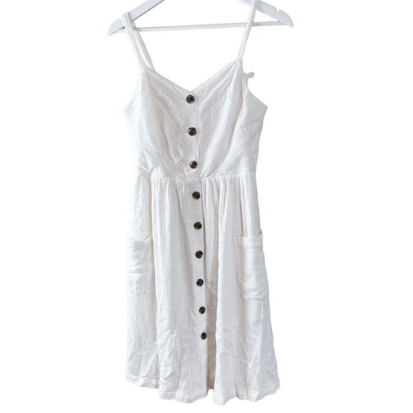 LC Lauren Conrad Button Front Dress‎ Sz M White - Picture 1 of 8